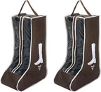 2 Pack Brown Boot Storage Bag, Portable Dust Proof Boot Bags for Cowboy Boots, Shoe Cover Protector Bag for Boots Storage and Organizer Packing, Tall Boot Storage Carry Bag for Travel Daily Use