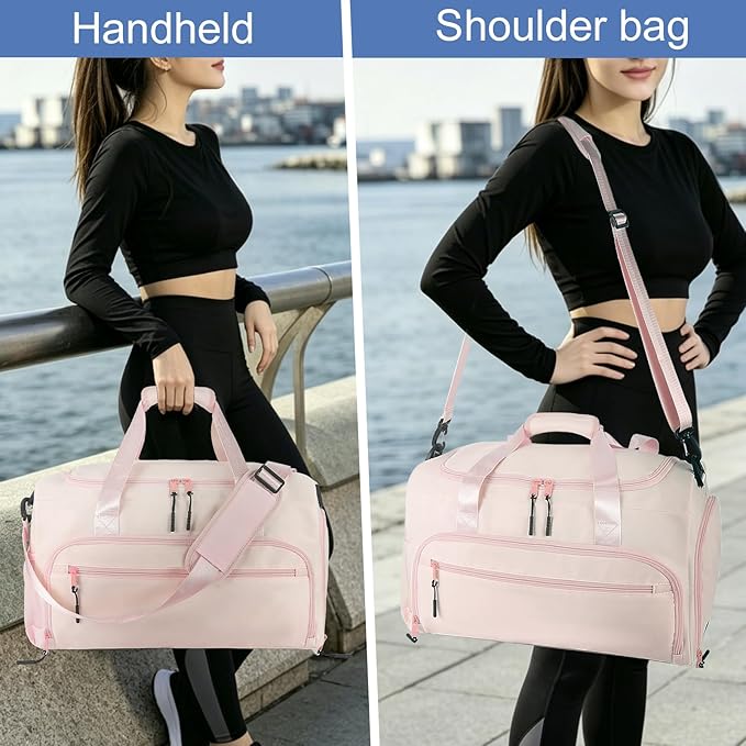 Gym Bag for Men Women, Sport Duffle Bag with Wet Pocket & Shoes Compartment, Water Resistant Overnight Weekender Bag Duffel Bag