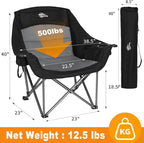 Bolosy Oversized XL Camping Chairs for Adults Heavy Duty Support 500 lbs Outdoor Folding Chairs Padded Portable Lawn Chairs Camp Chairs with Cup Holder