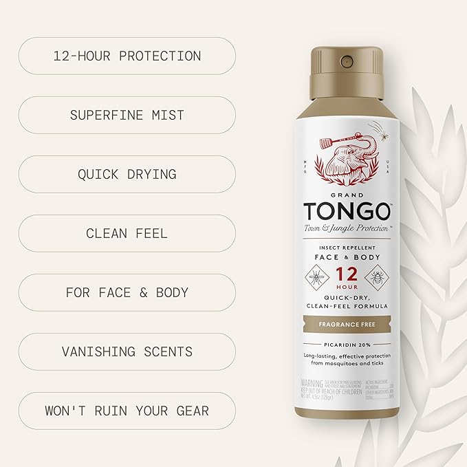 Grand Tongo DEET-Free Insect Repellent, The 12 Hour Protection, DEET Alternative – Fragrance Free