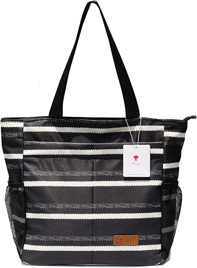ESVAN Original Floral Tote Bag Large Shoulder Bag with Multi Pockets for Gym Travel Beach Daily Bags