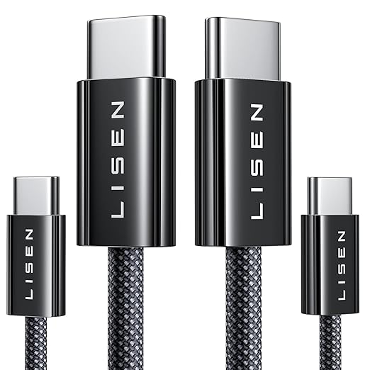LISEN USB C to USB C Cable for iPhone 16 Charger Cord 240W Type C Charger Fast Charging Cord USB C Cable for iPhone 16e 15 17X iPad MacBook Air Pro Samsung Z Fold 7 Switch 2, 3.3ft+6.6ft/2 Pack/Black