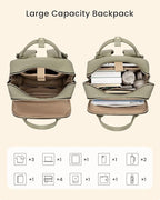 LOVEVOOK Laptop Backpack for Women with Giant Tumbler Holder Pocket, 15.6 inch Travel Work Backpack Purse for Teacher Nurse, Waterproof College Book Bag Cute Casual Daypack, Beige-Nude