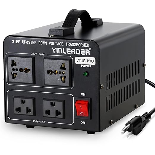 Yinleader 1500W 110V to 220V or 220V/230V/240V to 110V/120V Power Converter Step Up/Down Voltage Transformer Converter for Use 220V Overseas Appliances