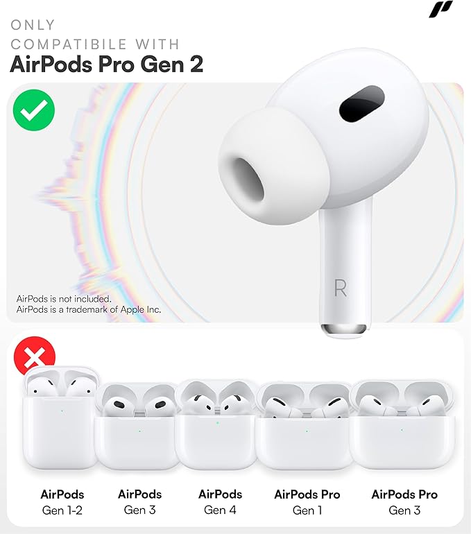 Proof Labs 4 Pairs for AirPods Pro 2 Ear Hooks Covers [Added Storage Pouch] Anti Slip Ear Tips Accessories Compatible with Apple AirPods Pro 2nd Generation (White)