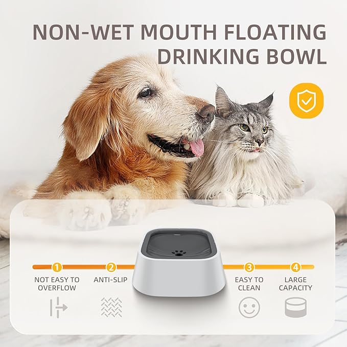 Dog Drinking Bowl, No-Spill Slow Feeder Water Bowl for Dogs and Cats with Floating Disk - Splash-Proof Design for Travel, Ideal for Small Dogs and Messy Drinker