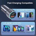 5 Pack USB C Car Charger, Bangfun 36W Dual USB Car Adapter Fast Charge PD&QC 3.0 Cigarette Lighter USB Charger Compatible iPhone 15 14 13 12 11 Pro Max SE,iPad,Samung S24/S21/S20, Pixel(Grey)