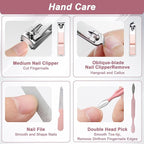 WOXVM Premium Manicure Set, 7 in 1 Professional Nail Clippers Scissors Pedicure Kit, Stainless Steel Cuticle Nail Care Tools with Luxurious Travel Case, Portable Manicure Grooming Kit Gift for Women