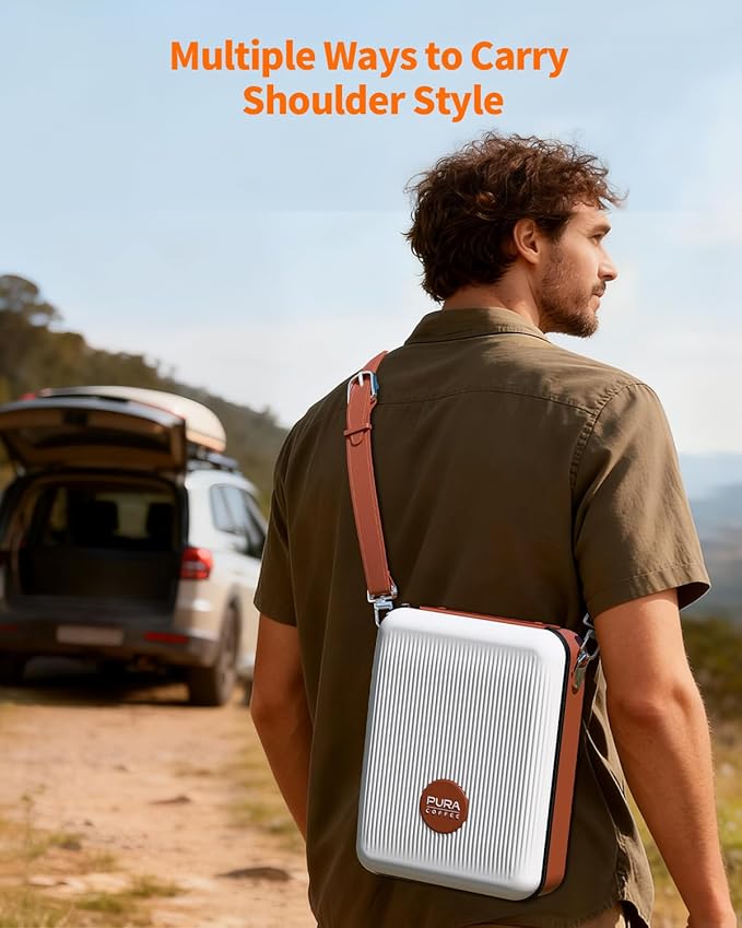 Portable Espresso Machine Carrying Bag, EVA & PU Travel Coffee Maker Bag with Dual Crossbody & Handheld Straps for Travel Espresso Maker, RV, Car, Camping, Travelling, Hiking, Office, Home