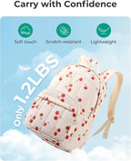 BAGSMAT Womens Backpack Small Travel Laptop Backpack for Women, Quilted College Laptop Bookbag, Work Back Pack for Women, Cute Computer Water-Resistant Casual Daypack,Strawberry Print