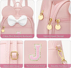 KKXIU Girls Initial Bowknot Cute Mini Backpack for Toddler, Travel Small Girl Backpacks, Personalized Birthday Gifts for Little Girls and Kids(J, Pink)