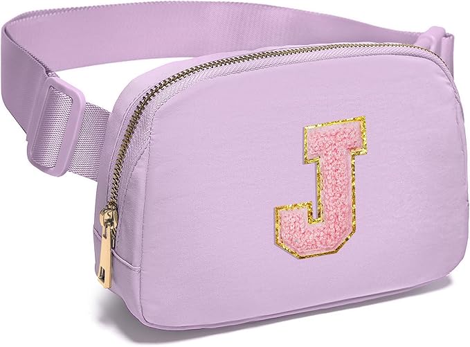 Gitus Initial Belt Bag Fanny Pack Crossbody Bag for Girls Birthday Gifts Age 8-10 Teen Girl Gifts Trend Stuff Personalized Letter Gifts for Daughter Sister (Lavender-J)