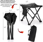 Cididu 2 Pack Camping Stool, 13 Inch Compact Camping Chair Portable, Lightweight Folding Stool Seat with Side Pocket and Carry Bag for Outdoor Hiking, Fishing, Picnic, Beach and Lawn Party, Black