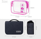 Lcsmaokin Large Capacity Toiletry Bag Travel Bag with Hanging Hook for Men and Women Waterproof Travel Cosmetic Bag Bathroom Bag,with TSA Approved Zippers Clear Travel Makeup Bag Carry-on