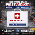 EVERLIT CARE 2-Shelf OSHA-Compliant First Aid Kit, ANSI Class A 50 Person Emergency First Aid Cabinet for Buiness, Job Site, Industrial Manufacturing Facility, Restaurant, and Kitchen