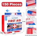 Mini First Aid Kit - 150 Pieces Emergency Medical Kit for Home, Car, Travel, Camping, Truck, Hiking, Sports, Office, Vehicle & Outdoor Emergencies