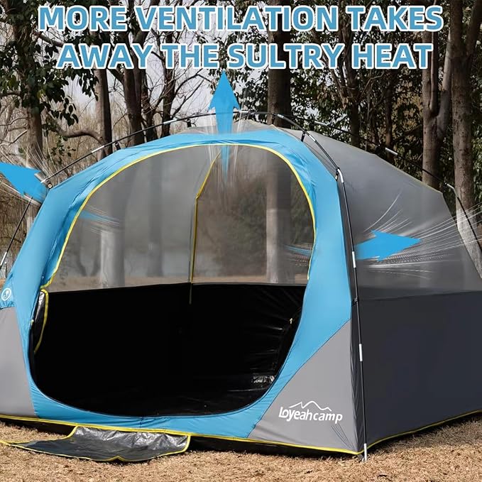4/6 Person Blackout Camping Tent, Easy Setup Waterproof Family Dome Tent for Camping with Rainfly, Portable Double Layer Large Family Tent for Outdoor Camping&Hiking