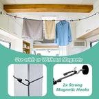 Magnetic Travel Clothesline for Cruise Ship - Retractable Clothesline Cruise Essentials Approved 2026 Stretches to 10ft with Magnetic Hooks,Positioning Beads&12 Anti Slip Clips for RV Camping Ship