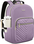 LOVEVOOK Laptop Backpack for Women with Giant Tumbler Holder 18.4 inch,Designer Travel Backpack Laptop Bag College Backpack,Quilted Work Nurse Teacher Backpack Purse Computer Bag Daypack,Taro Purple