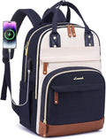 LOVEVOOK Backpack for Women,Laptop Backpack Women,Fits 15.6 Inch Laptop Bag,School Backpacks,Fashion Travel Work Anti-theft Bag,Waterproof Business Computer College Backpack Purse,Beige-Blue-Brown