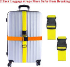 2 Pack Suitcase Belts, Adjustable Luggage Straps, Bright Colors Travel Packing Straps with Quick Release Buckle (Yellow)