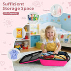 Scooter Luggage for Kids Scooter Suitcase for Ages 4-12, 4 in 1 Kids Luggage Boarding Suitcase Detachable & Foldable Scooter Travel Trolley Ride On Luggage-Fuchsia