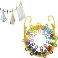 Portable Travel Clothesline,Adjustable Elastic Stretch Line with 12pcs Clothes Clips,for RV Outdoor and Indoor Camping Accessories (Yellow)