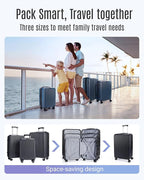 LIGHT FLIGHT Luggage Sets, Durable Hard Shell 3 Piece Set Suitcase with Spinner Wheels, Hardside Lightweight Luggage set with TSA Lock, Large Travel Luggage Set (20" 24" 28"), Black