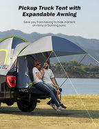 JOYTUTUS Pickup Truck Tent 5.0ft Bed Tent with Removable Awning, Waterproof PU2000mm Double Layer for 2 Person, Portable Truck Bed Tent - Green, Aluminum Pole