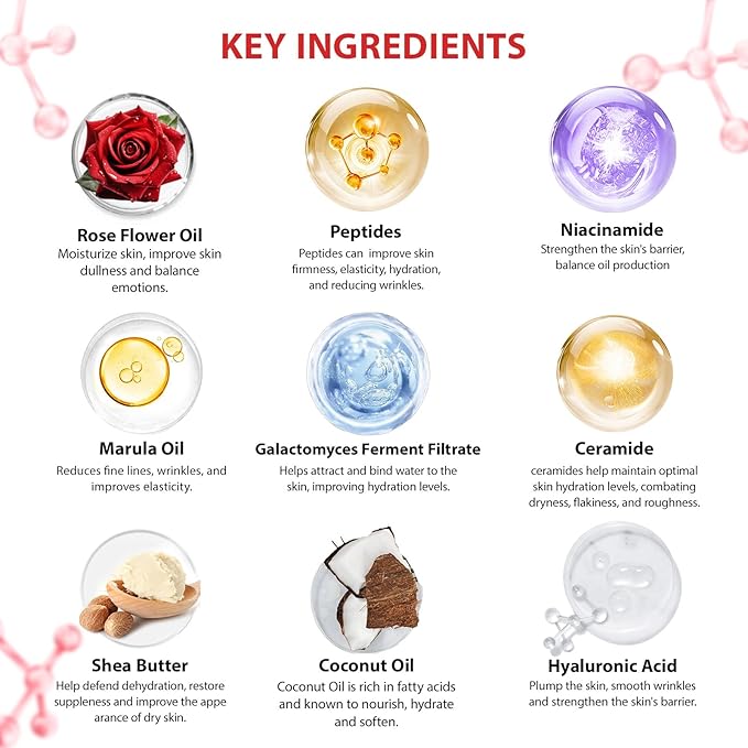 25 Pcs Mother's Day Gift, Red Rose Bath & Body Gift Basket Set for Women, Hydrating Skin Care Set, Home Spa Self Care Gifts, Cosmetic Bag, Necklace, Christmas, Birthday, Anniversary