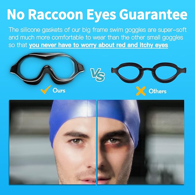 Swim Goggles No Leaking Anti-Fog Pool Goggles Swimming Goggles for Adult Men Women Youth, UV Protection 180° Clear Vision
