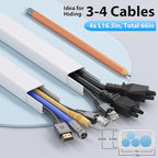 ZhiYo Large Wire Hiders for TV on Wall for 3-4 Cords - 66in (4xL16.5in) PVC Cable Cover Kit with Pre-Applied Adhesive Tape, Ideal for Wall Mounted TVs Home Office, W1.2in x H0.7in White
