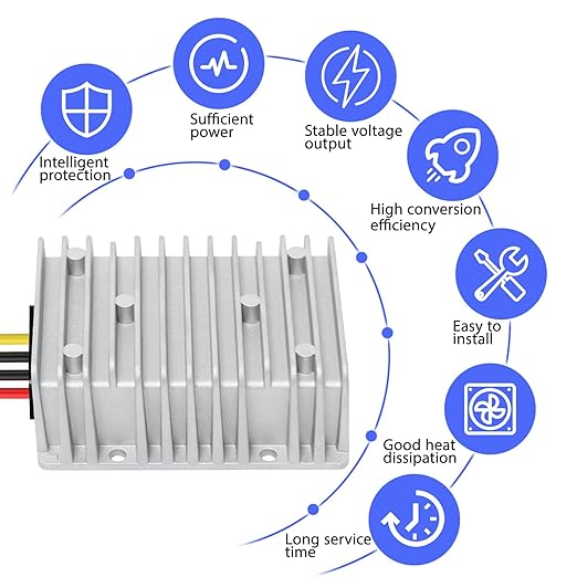 LeMotech DC 36v/48v to 12v Converter 30A 360W Step Down Converter Voltage Reducer IP68 Waterproof Transformer for Golf Cart Truck Boat Vehicle