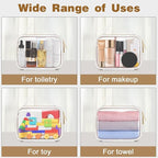 Wedama TSA Approved Toiletry Bag, 2 Pack Clear Makeup Bags with Handles, Quart Size PVC Clear Cosmetic Bags for Women and Men, Carry on Airport Airline Compliant Bag, White