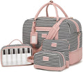 Wogarl 4PCS Weekender Bags for Women Large Overnight Weekend Travel Duffel Carry on Shoulder with Shoe Compartment Canvas Toiletry Bag for Travel Business Gym