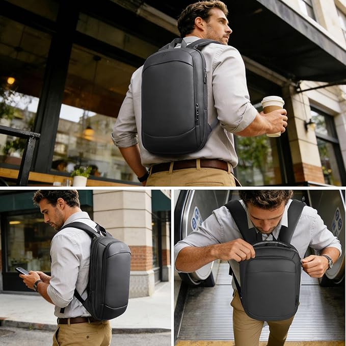 hk Business Backpack for Men 15.6 Inch,Slim & Expandable Waterproof Travel Laptop Backpack, Anti-Theft Lightweight Work Computer Bag, College Laptop Backpacks Gifts for Men Women-Black