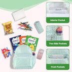 DYSHAYEN Gingham Kids Backpack,15 Inch School Backpack for Girls Boys,Kindergarten Large Bookbag Age 5-8 for Birthday Gifts School Overnight (Green)