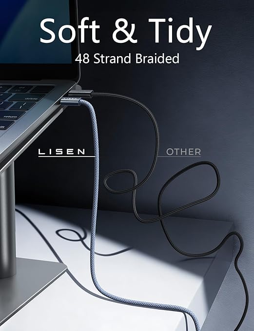LISEN USB C to USB C Cable, 240W C to C Cable Fast Charging [6.6FT, 2 Pack] Type C Charger Fast Charging USBC to USBC Cable for iPhone 17 16 15 Pro Max iPad MacBook Neo Air Pro Samsung S26 S25 Ultra