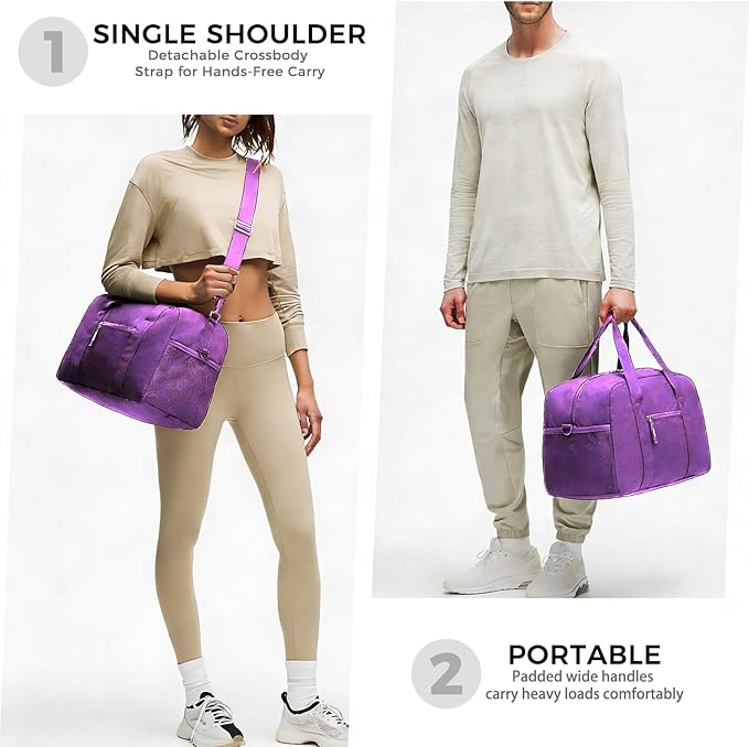 Uarition 14 inch Small Gym Bag for Men & Women, Mini Duffle Bag for Travel Sports, Lightweight Carry On Duffel Bag, Purple