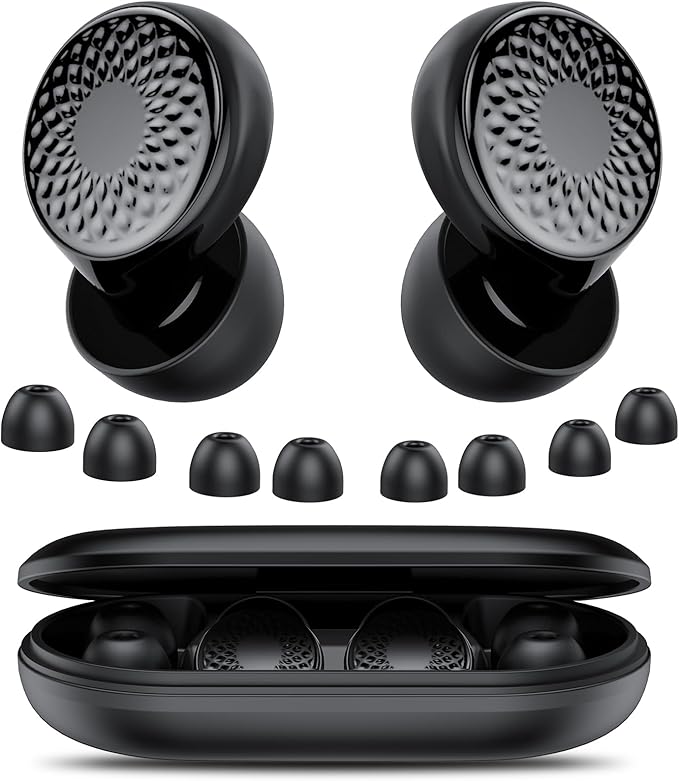 Ear Plugs for Sleeping Noise Cancelling, 50dB Soft Earplugs for Concert, Reusable Ear Plugs for Noise Reduction with Case & 8 Eartips, for Sleeping, Concert, Working, Studying, Traveling (Black)