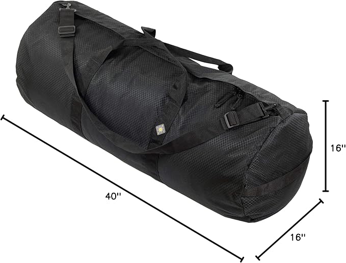 131L Expedition Duffel Bag, Heavy-Duty Gear Bag, 1050D Tuff Cloth, Diamond Ripstop, Reinforced Stitching - Black (16" x 40")