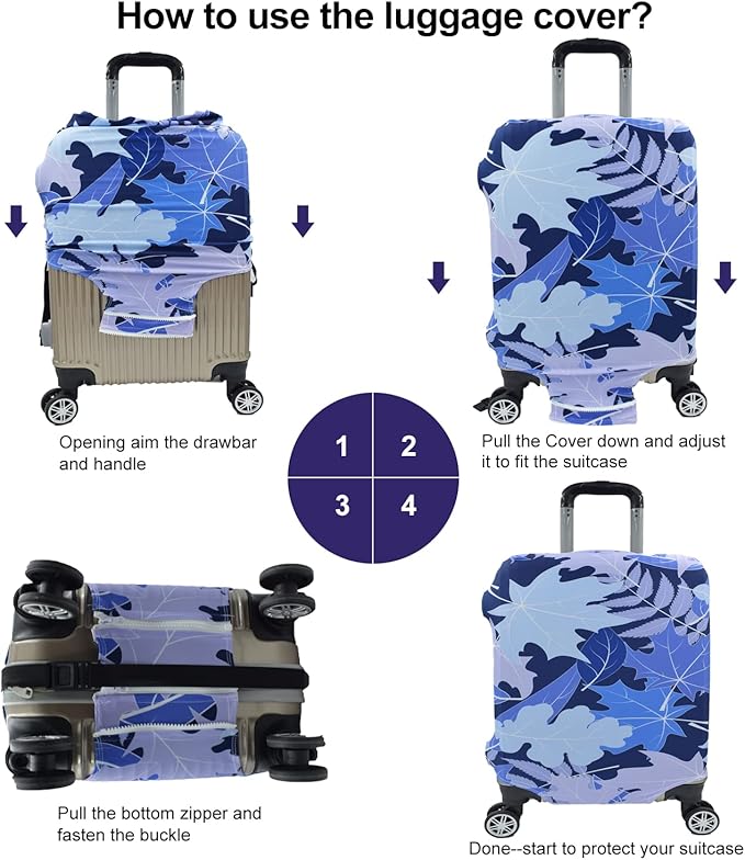 Travel Luggage Cover, Suitcase Protector Bag Fits 26-28 Inch Luggage Bluemaple
