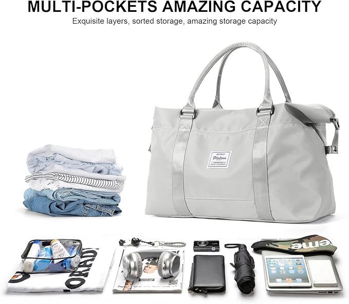 HYC00 Travel Duffel Bag,Carry-on Overnight Weekender Bags for Women,Sports Tote Gym Bag with Wet Pocket