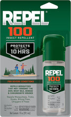 Repel 100 Insect Repellent, 1 Ounce, With DEET, 10-Hour Protection Long-Lasting Insect Repellent Travel Pump Spray Repels Mosquitoes, Ticks, Gnats, Biting Flies, Chiggers And Fleas, 6 Pack