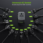 Epicka Pulse Duo 45W Universal Travel Adapter, International Power Adapter with PD & QC 3.0 Fast Charging for 2 Devices Simultaneously, European Travel Plug Adapter, Travel Essentials (Black)