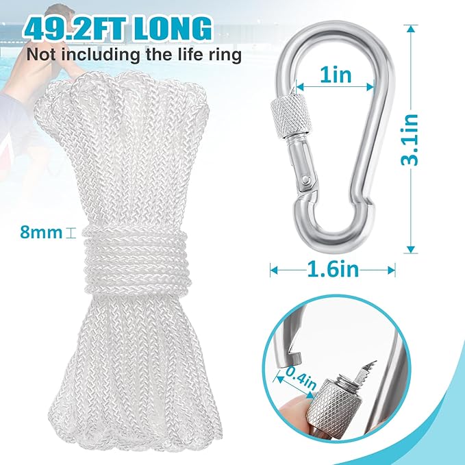 Water Floating Lifesaving Rope - Professional Throwing Pool Life Preserver Rope Line for Swimming Small Kayak Inflatable Boat