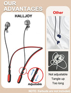 HALLJOY for Galaxy Buds 4/4 Pro/Buds 3/3 Pro Strap Neckband, Anti-Lost Accessories, Support Volume Control, Ergonomic Design, Fit Airpods Pro 3/2/1, Airpods 4, 3, 2, 1, Black Band/Red Tip