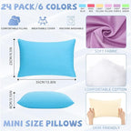 Kigley 12 Pack Mini Pillows for Daycare 9.1 x 13.8'' Small Travel Pillow Bulk Soft Breathable Cotton Pillow for Nap Travel Pet Neck Lumbar Purse Insert (Dark Color)