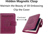 Airtag Passport Holder Cover Wallet RFID Blocking Leather Case Travel Essentials Luggage Accessories Travel Must Have(118#Purple)