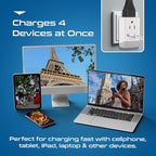 Ceptics Germany France Travel Plug Adapter, QC 3.0 & PD, Safe Dual USB & USB-C - 2 USA Socket Compact & Powerful - Use in Korea Russia France Spain Norway - Type E/F AP-9 - Fast Charging